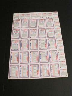 1986 Sportflics 8 UNCUT Sheets Complete 200 Card Set  