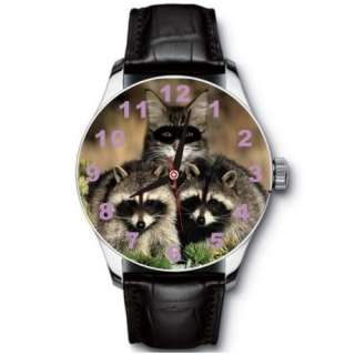 New Cat With Raccoons Stainless Wristwatch Wrist Watch  