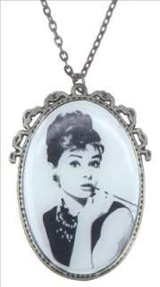 Audrey Hepburn Lady Photo Bronze Pendant Necklace  