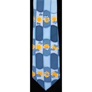  Windy City Weather Silk Tie Hand Painted Sun Sky 