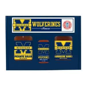 Michigan Wolverines TailGate Set (Hot Sauce, BBQ and Salsa):  