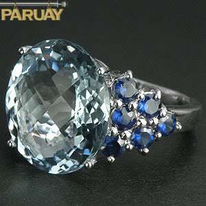 39.75 CT. BLUE AQUAMARINE STERLING SILVER 925 RING SIZE 8.25  