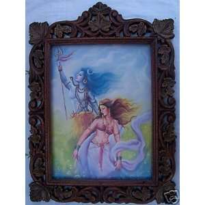  Elegant Poster Pic of Shiva & Parvati wood Frame 