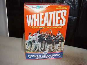 Wheaties Box   1987 World Champions Minnesota Twins  