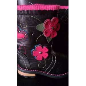   Girl Toddler Size 7 with Pink Leather Flowers & Hearts TOO CUTE!: Baby