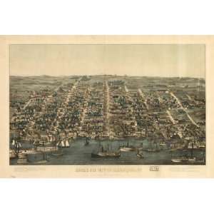  1863 Civil War Birds eye map of Alexandria, Vermont: Home 