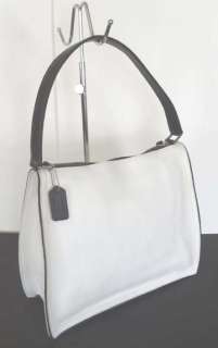 COACH Vtg White Leather w Black Trim Hobo Bag Purse #6143  