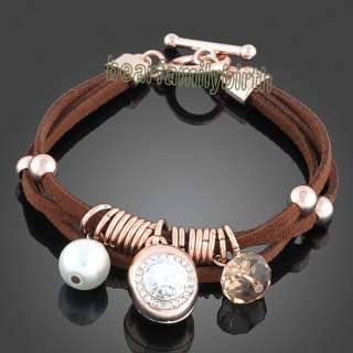 18K rose gold GP swarovski crystal bracelet 367  