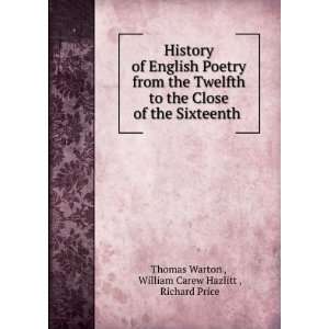   . William Carew Hazlitt , Richard Price Thomas Warton  Books