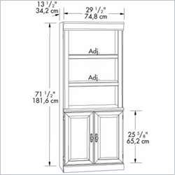 Sauder Orchard Hills 3 Shelves Wood Bookshelf w/Storage Carolina Oak 