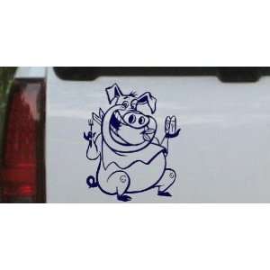  Navy 16in X 13.3in    Cute Pig BBQ Animals Car Window Wall 