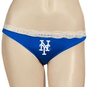   Mets Ladies Royal Blue Super Soft Lace Trim Thong: Sports & Outdoors