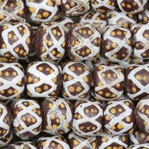  Brown & White African Glass Roundel Beads Handmade: Home 