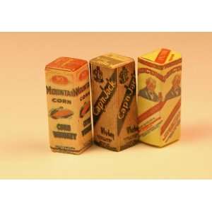   Dollhouse Miniature Set of 3 Vintage Look Whiskey Boxes: Toys & Games
