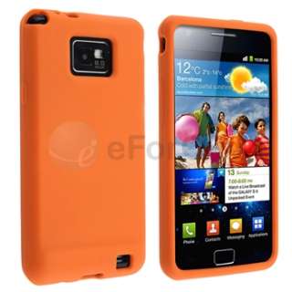Orange Silicone Case+Privacy Guard+USB+Stylus For Samsung Galaxy S II 