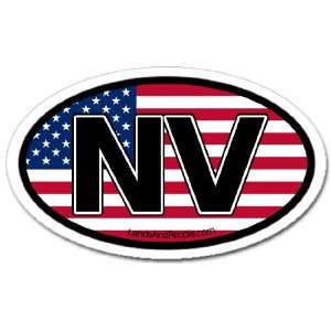 Nevada NV and US Flag Car Bumper Sticker Decal Oval