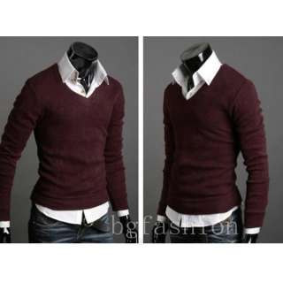  Slim Fit Jumper Casual Knitwear Basic V Neck Sweater 5 Colors  