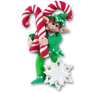  Personalized Ornament Wheez (Elf w/Candy Canes)