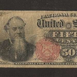 US CURRENCY 1869 50 CENT FRACTIONAL, FINE ED STANTON 4TH ISSUE Old 