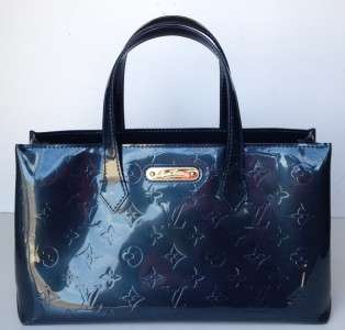   Louis Vuitton Vernis Bleu Nuit Wilshire PM Bag Purse Handbag  