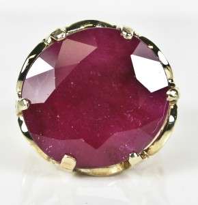 5199 Victorian 10k Yellow Gold 23.96ctw Cushion Cut African Ruby Ring 