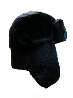 New Faux Fur Winter Trooper Aviator Ski Hat Cap Black Unisex  
