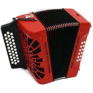   Compadre E/A/D 3 Row Diatonic Accordion   Red Musical Instruments