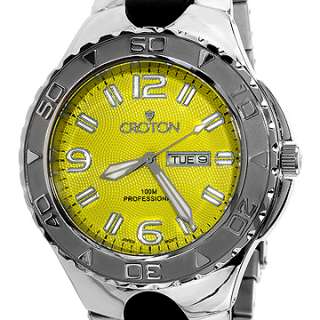 Croton Mens Dive Watch Stainless Steel Rubber Bracelet  
