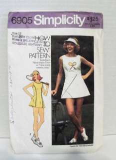 1975 Simplicity Tennis Dress Outfit Sewing Pattern 6905  