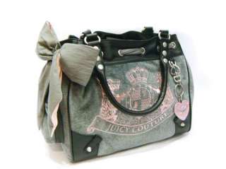 NWT JUICY COUTURE Heather Gray Scottie Embroidery Daydreamer Tote Bag 