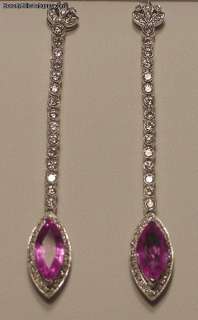 Pink Sapphires Diamonds 18k WG Chandelier Earrings  