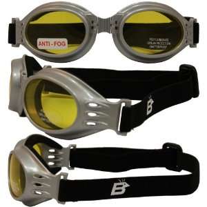  Ostrich Foldable Goggles Silver Frame Yellow Lenses 