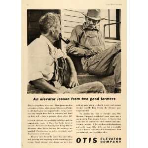 1934 Ad Otis Elevator Farmer Pipe Tobacco Home Men   Original Print Ad