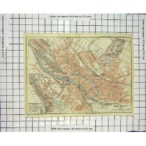   : Antique Map Germany Street Plan Bremen Weser River: Home & Kitchen