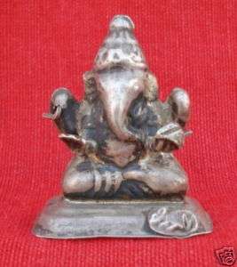 ANTIQUE OLD SILVER HINDO GOD LORD GANESH STATUE INDIA  