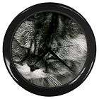 Fluffy Cat In Black And White Wall Clock with