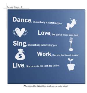 LIFE MOTTO & QUOTES Wall Decor Vinyl Art Decal Stickers  