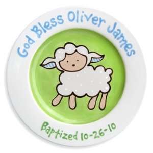  Lovable Lamb Baptism Plate (Boy): Baby