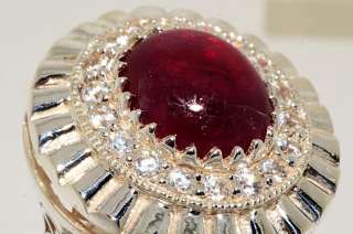 500 7.31CT CABACHON CUT AFRICAN RUBY & WHITE TOPAZ RING SIZE 8  