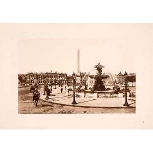   Paris City Square Fountain Statue Architecture   Original Photogravure