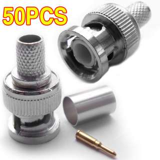 50 Sets 3 piece RG 59 BNC Male Crimp Connector Plugs 59  