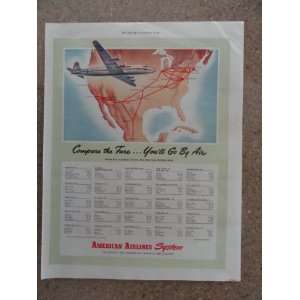 Airlines System, Vintage 40s full page print ad. (price chart/to fly 