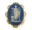 Vintage Large English Wedgewood Cameo 9K Gold Brooch  