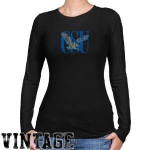 Coppin State Eagles Ladies Black Distressed Logo Vintage Long Sleeve 