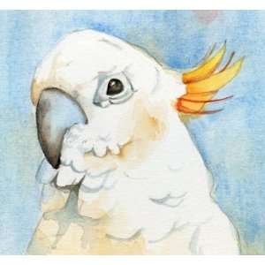  White Parrot Watercolor Original Painting, Original Painting 