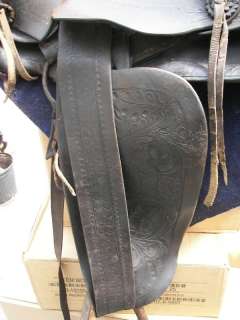   Antique George Lawrence Black Leather Saddle Western Military?  