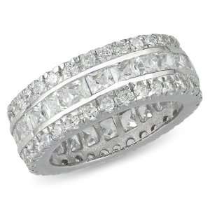   Square and Round Cubic Zirconia Eternity Band, 8mm wide Jewelry