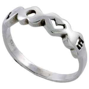  Sterling Silver Heart Link Ring (Available in Sizes 4 to 