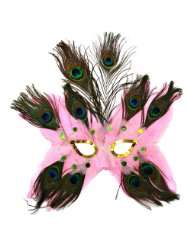 Pink Butterfly Peacock Masquerade Feather Mask