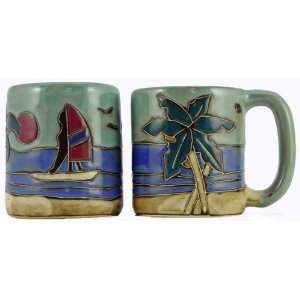  Surfing in Paradise Pottery Coffee Mug 16 oz: Kitchen 